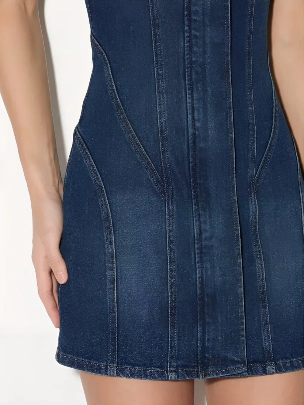 Blue Casual Women's Funnel Neck Sleeveless Chic Mini Dress - Picture 5 of 6